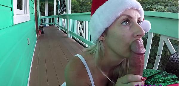  Busty blond santa helper takes cum to face - TheFoxxxLife - POV, Amateur Couple, babe